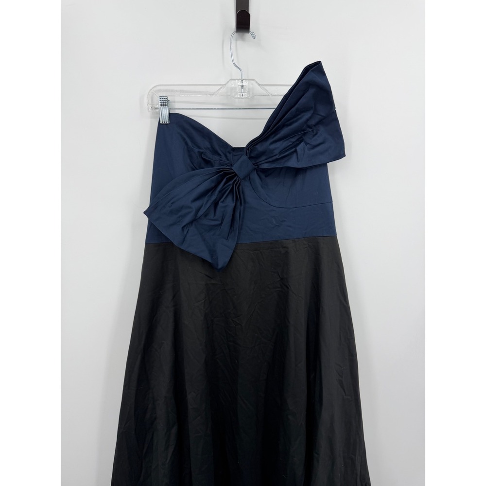Hutch Bow Front Strapless Maxi Dress Women 20W Navy Black Colorblock Ruffle Hem - Picture 3 of 12